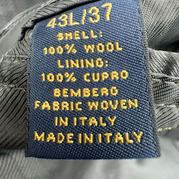 BROOKS BROTHERS Mens 43L Charcoal Gray Stripe Wool Blazer Suit Jacket 1818 Italy - Picture 8 of 14